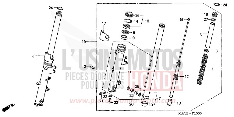 FRONT FORK for Super Blackbird IRON NAIL SILVER METALLIC-U (NH167D) from 2006